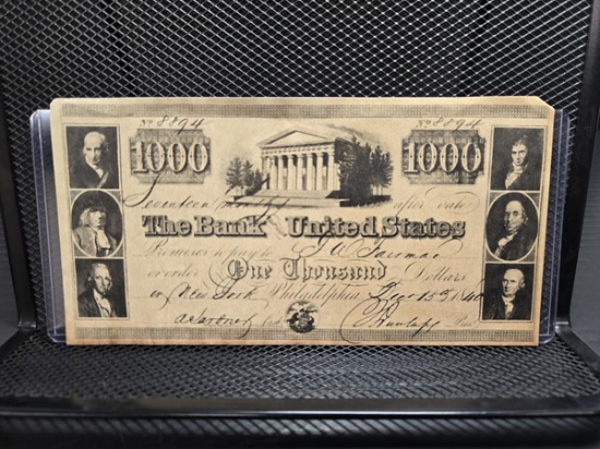 1840 $1000 BANK NOTE NO.8894 REPLICA
