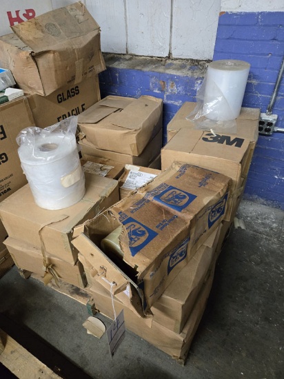 SKID OF PLASTIC WRAP ROLLS AND TAPE ROLLS