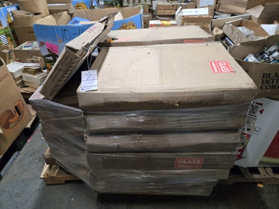 SKID OF ASSORTED GLASS WINDOW SCREENS