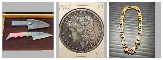 Coins, Currency, Jewelry & Knives!