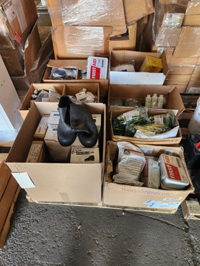Skid Of First Aid Kits, Supplies, Gloves, Ppe, Etc