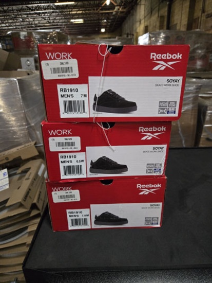 3 PAIRS REEBOK MENS SKATE WORK SHOES - SIZE 7M, 7.5M & 6.5W