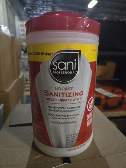 Case Of 6 Sani No Rinse Sanitizing Multi-Surface Wipes