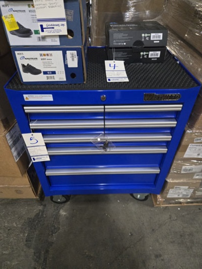 WESTWAR 5 DRAWER METAL TOOL BOX ON WHEELS & W/ KEY 27X18X34"