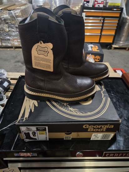 Pair Of Mens 7 1/2w Georgia Boot Steel Toe Cowboy Boots