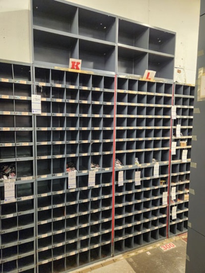 4 METAL 42 SLOT SORTER CABINETS 34 X 12 X 42 W/ TWO , 4 SLOT CABINETS