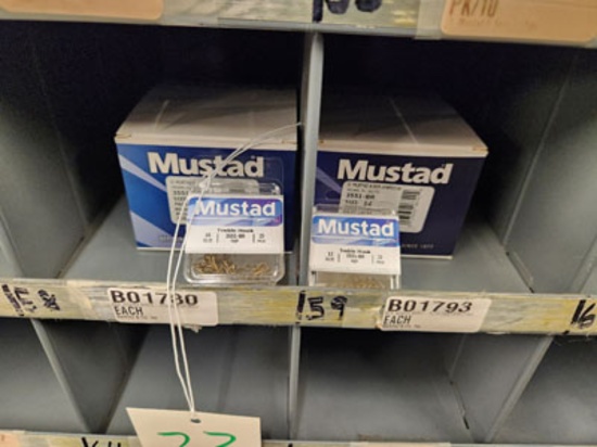 9 PACKS OF MUSTAD CLASSIC TREBLE HOOKS SIZE 10 AND 12