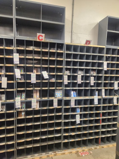 4 METAL 42 SLOT SORTER CABINETS 34" X 12" X 42" W/ ONE 4 SLOT CABINET