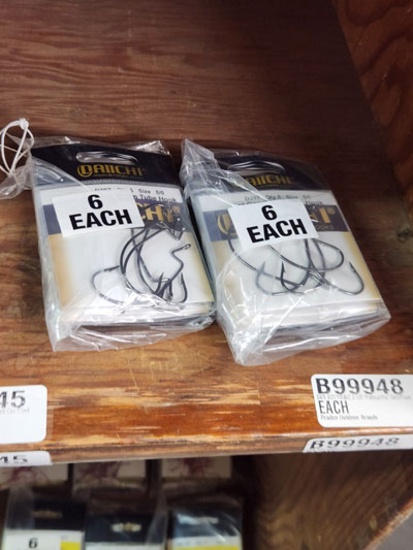 12 PACKS OF DAIICHI FAT GAP WORM TUBE HOOKS, SIZE 5/0