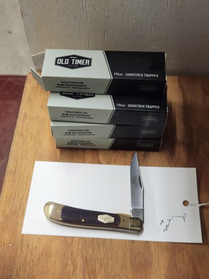 7 OLD TIMER 194 OT GUNSTOCK TRAPPER KNIVES