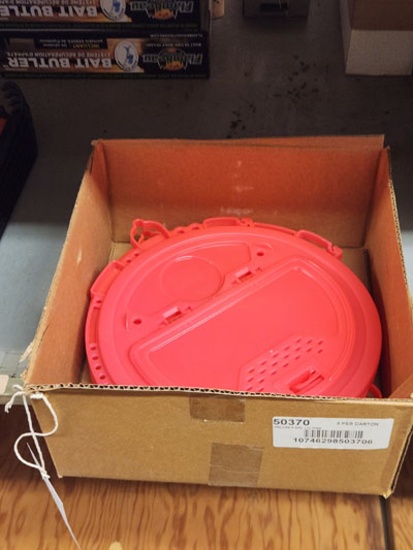 4 PACKS OF PLASTIC CHALLENGE DELUXE PINK 5 GAL. LIDS