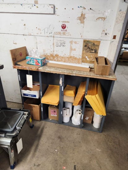 METAL SHELF W/ CONTENT OF SHIPPING SUPPLIES