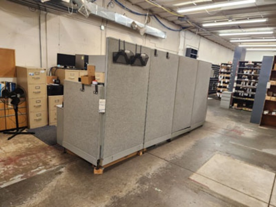 SET OF 2 CUBICLES 18'6" X 9'6" W/ DESKS & UNDER CABINETS