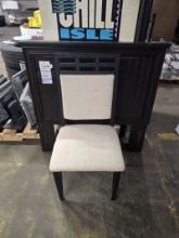 WOODEN HEADBOARD AND CHAIR