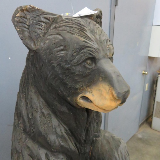 5 1/2' Wooden Chainsaw Carved Black Bear