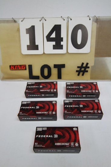 250 Rounds of Federal 9mm 147 Grain Ammunition