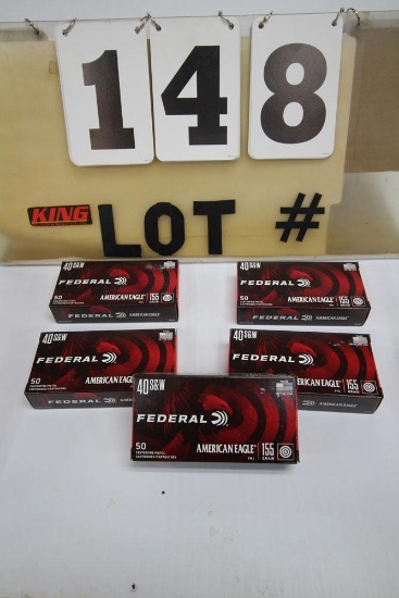 250 Rounds of Federal 40 Cal. 155 Grain Ammunition