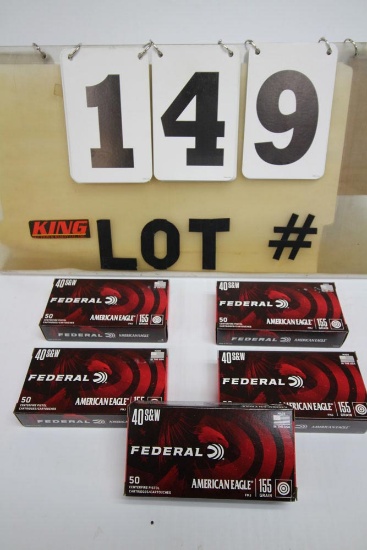 250 Rounds of Federal 40 Cal. 155 Grain Ammunition