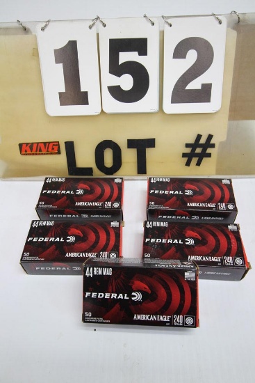 250 Rounds of Federal 44 Cal. Rem Mag American Eagle 240 Gr. Ammunition