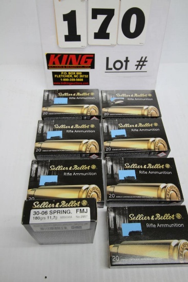 160 Rounds of Sellier & Bellot 30-06 SPRING 180 Gr Ammunition