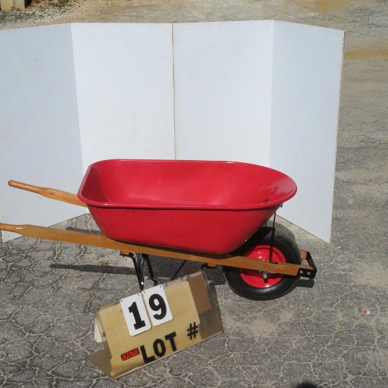 Wheel Barrow w/Wooden Handles