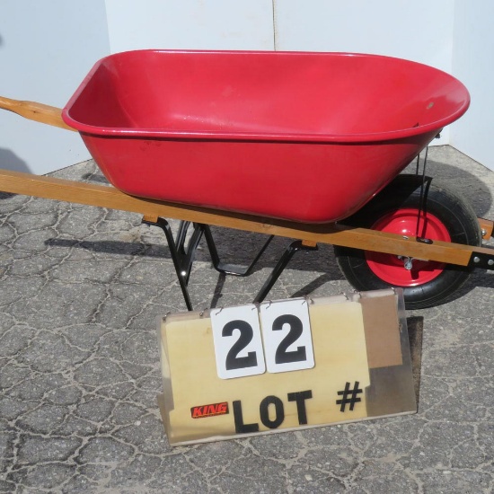 Wheel Barrow w/Wooden Handles