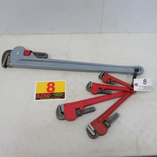 36" Aluminum Pipe Wrench & Great Neck 18",12",10" & 8"
