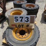(8) Used Skid Steer Tires Rims