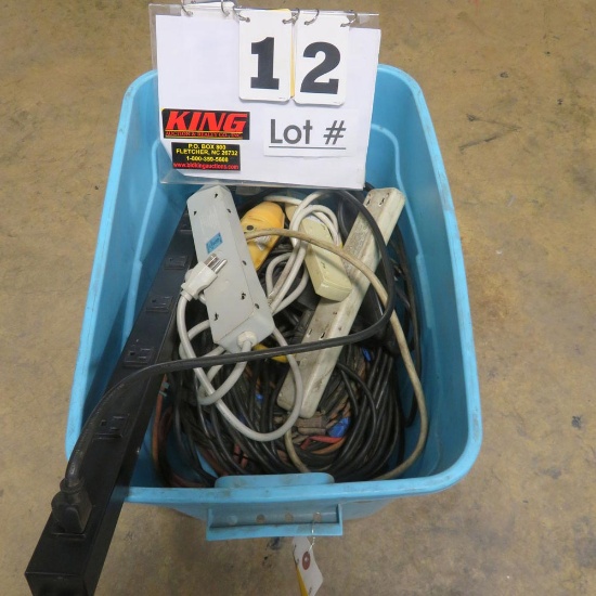 Tub of Drop Cords & Power Strips