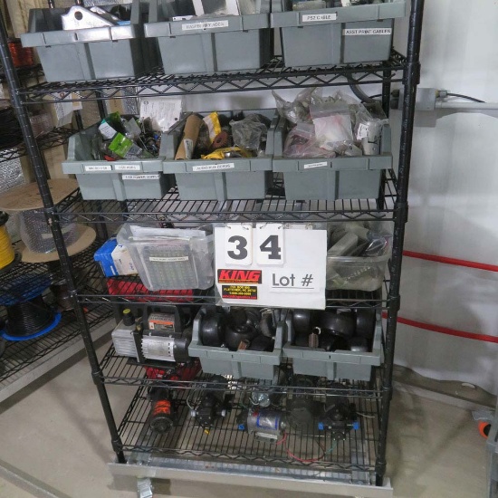 Rack w/Contents:  Dirt Devel Filters, Arbors, Circuit Breakers, Anchor Scre