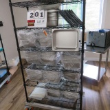 Rack w/Contents: 60 New Stainless Steel 1/2 Size 4