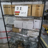 Rack w/Contents:  Exhaust In-Line Duct Fans, Floats, Duct Fittings Vitrex S