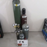 (5) Oxygen, Argon, Carbon Dioxide, Nitrogen Bottles, Some with Regulators
