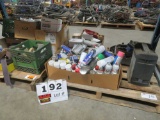 (4) Pallets of Welding Gloves, Lens Covers, Quartz, 500 Watt Bulbs, Sanding