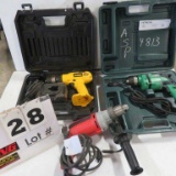 Lot of (3) Drills - Hitachi, Milwaukee, DeWalt