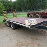 1988 Reid Mdl. E20 14' Equipment Trailer w/4' Dovetails Flip Ramps, Dual Tandem  Axle, Pental Hit...