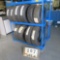 Tire Rack w/Tires:  (2) 225/70R 19.5 Continental (2) 245/75 R16 Sumitomo, (2) 225/65 R16 Uniroyal, (
