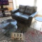 Leather Love Seat, (2) Tables & Area Rug