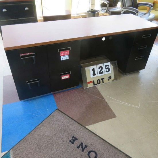 Office Desk w/File Cabinets, 75" Wide