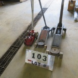 (2) Floor Jacks, (1) Air Over Hydraulic Jack (Need Repair)