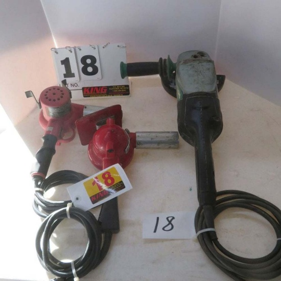 Hitachi Side Grinder & (2) Heat Guns