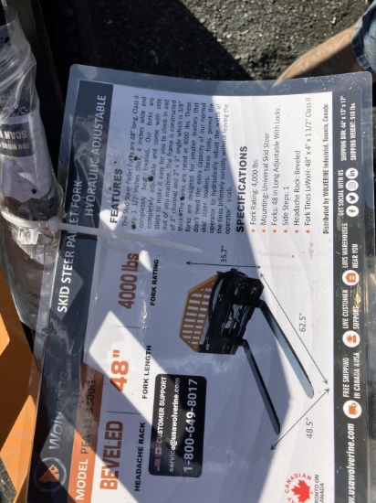 wolverine ss hydrolic pallet forks unused