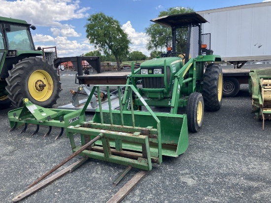 JD 5045 D TRACTOR W/512 LOADER BALE SPEAR PALLETT FORKS 493 HRS