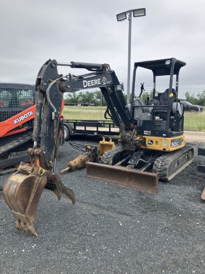 JD 30G MINI EXCAVATOR SER# 1FF0303GXPKK267183 HRS 869.1 GOOD MACHINE HYDROLIC THUMB