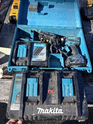 Makita 18v Drill, (2) Batteries, & (2) Chargers