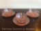 Set of 3 Pink Jeannette Pink Homespun Fine Rib Cup & Saucer depression Glass
