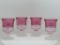 Set of 4 Vintage Indian Glass, Kings Crown Thumbprint Cranberry Flashed by TIFFIN-FRANCISCAN Glass