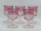 Set of 5 Vintage Indian Glass, Kings Crown Thumbprint Cranberry Flashed by TIFFIN-FRANCISCAN Glass
