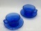 Depression Glass, Moderntone by Hazel Atlas Cobalt Cup & Saucer Set of 2