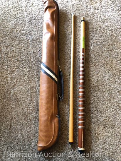 Hopkins & Allen pool cue and case